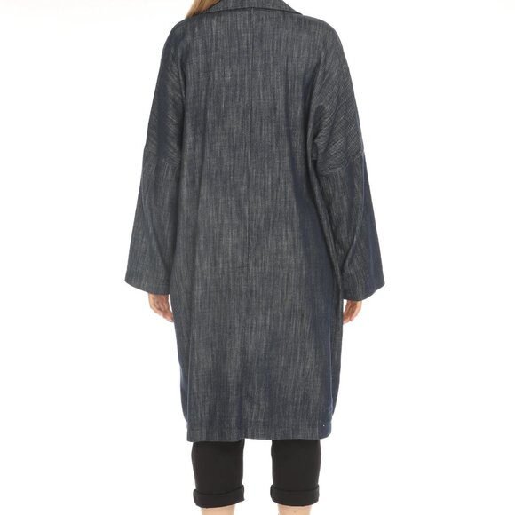 Denim Blue 100% Cotton Trench Coat - Picture 6 of 6